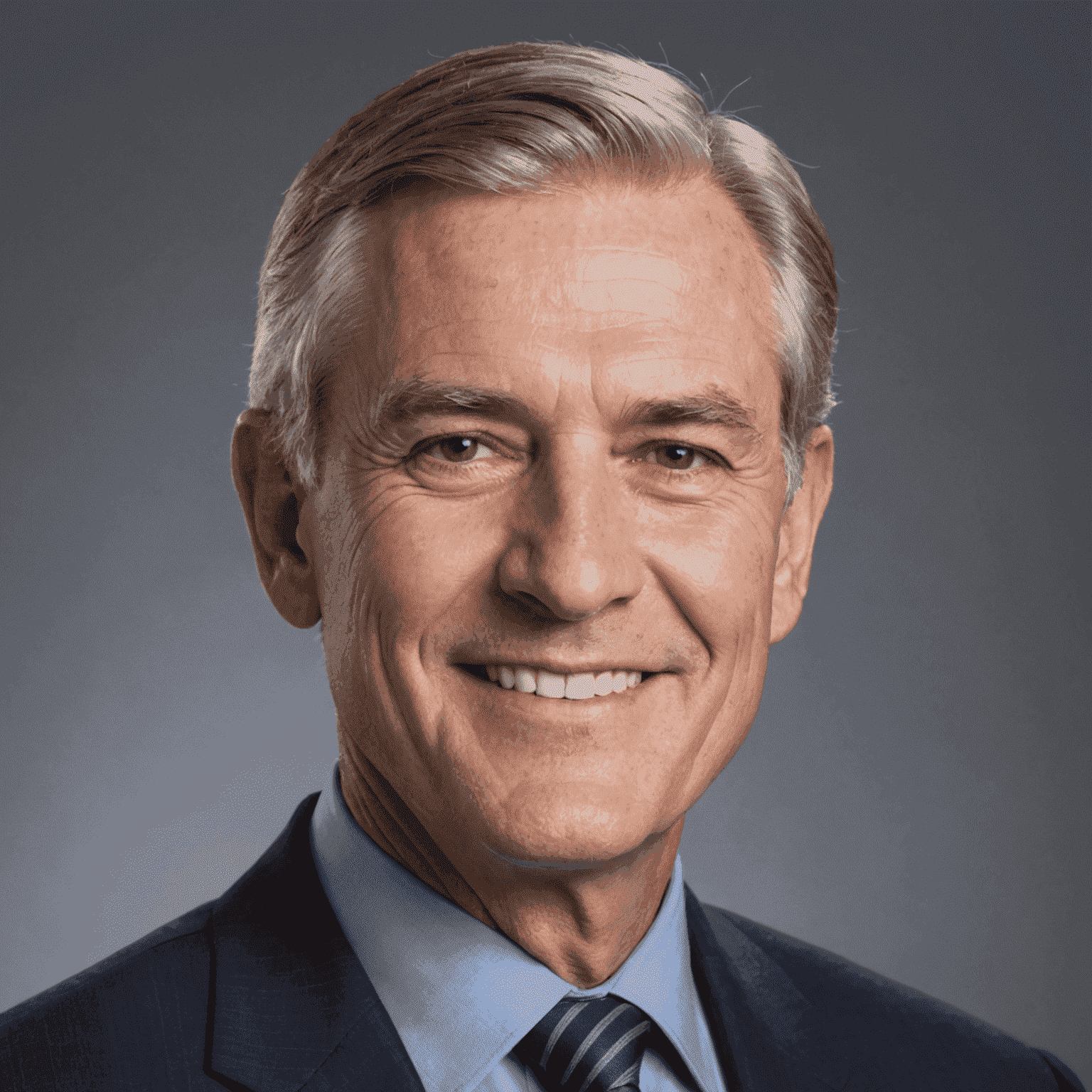 Headshot of John Smith, a middle-aged man with greying hair and a friendly smile, wearing a suit and tie